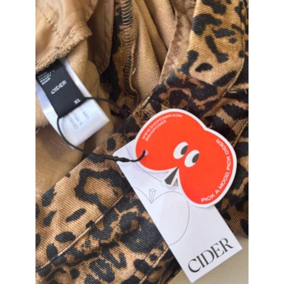 Cider Leopard Print Wide Leg Pants Women's XL 100% Cotton NWT Fun Trendy Neutral - Picture 9 of 12